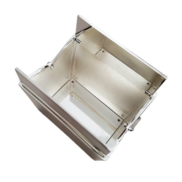 Silver-Plated Lacquer Chinese Takeout Box | Small To Go Box | New In Box (NIB) - Picture 4 of 7